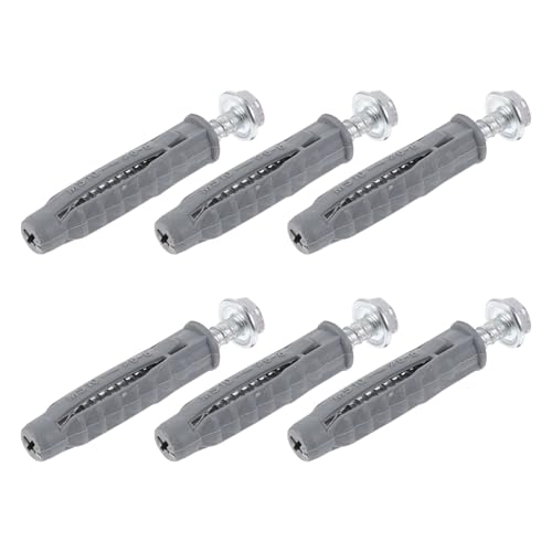 Cabilock 6pcs Plastic Ribbed Wall Anchors and Carbon Steel Screws Kit for LCD Tv and Appliance Bracket Installation with Self Drilling Drywall Anchors for Hollow Walls