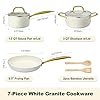 M MELENTA Pots and Pans Set Non Stick, 7 Piece White Granite Induction Cookware Set, Nonstick Kitchen Cooking Set with Gold Handle and Utensil, Oven Safe (PFOS, PFOA Free) #1