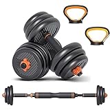 Wind Greeting 6 en 1 Kettlebell & Mancuernas & Barra Conjunto,Juego de Mancuernas Ajustables de 20 kg, Cuatro Modos de Ejercicio Adecuado para el Entrenamiento Familiar y de Fuerza
