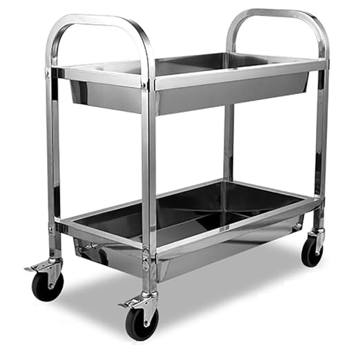 Utility Service Cart with 360° Silent Rolling Wheels and Foot Brake for Medical, Dental, Lab, Restaurant, Cleaning, and Workplace Use
