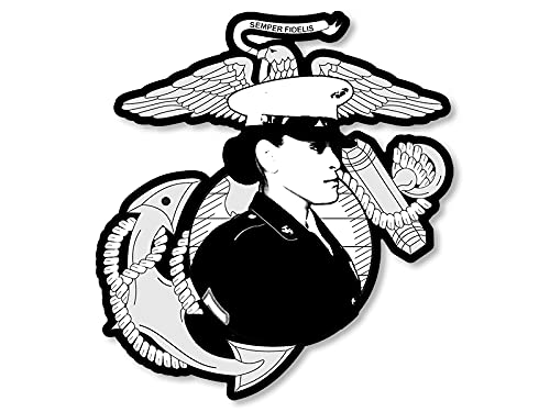 Buy B/W USMC Logo with Female Marine Shaped Sticker (Woman us Soldier ...