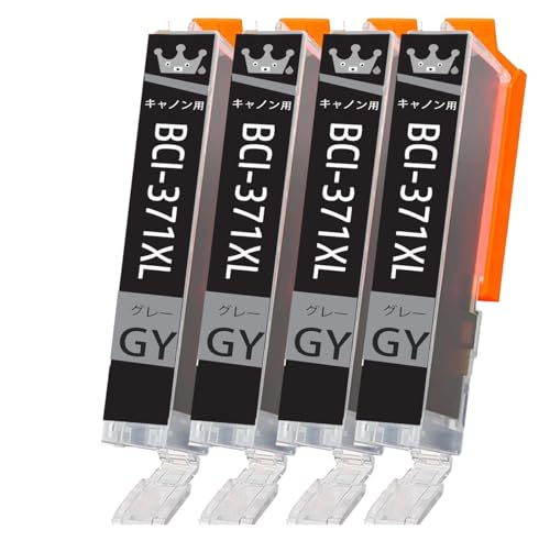 【unique-ink】 BCI-370XL BCI-371XL 染料 6色パック (BCI-371XLGY×4) (計4本) 大容量 キヤノンプリンター用 互換インク 残量表示機能付