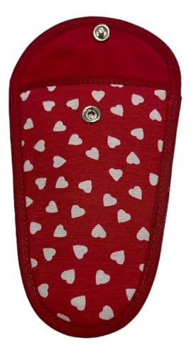 Porta Alicate de Unha Vermelho com Corações Brancos, Protetor de Alicate Decorativo