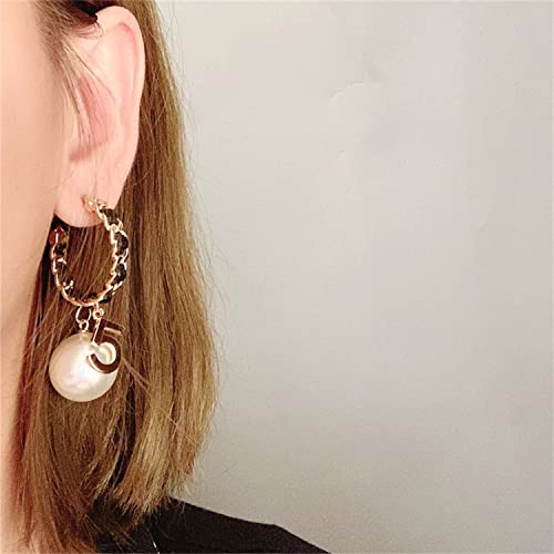 Vintage Number 5 Pearl Hoop Earrings Pearl Earrings Woman Earring Fashion Jewelry for Gift4