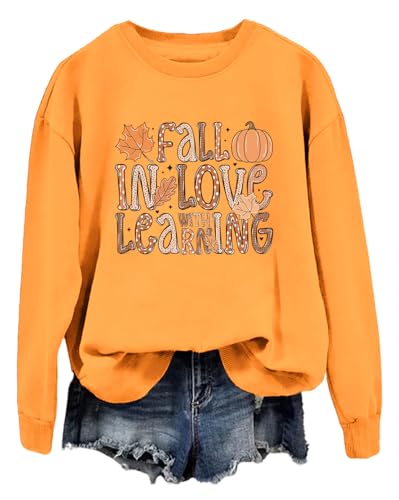 Fall in Love with Learning Sweatshirt Fall in Love with Learning Shirt Fall Teacher Shirts