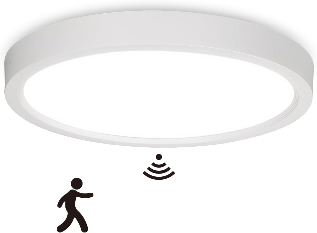 11.8 inch Ceiling Light Wired with Motion Sensor, 24W 5CCT Dimmable Flush Mount Light Fixture for Hallway, Porch, Laundry, ETL Listed