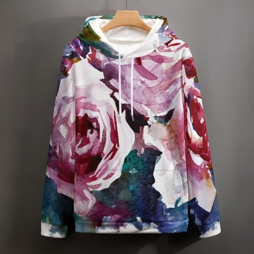 Sweat à capuche aquarelle de fleurs pull unisexe s - 4