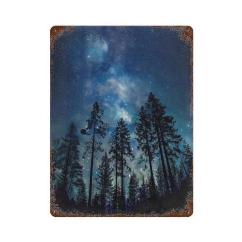 Letrero de metal vintage de 40x30 cm con diseño de galaxia para decoración resistente