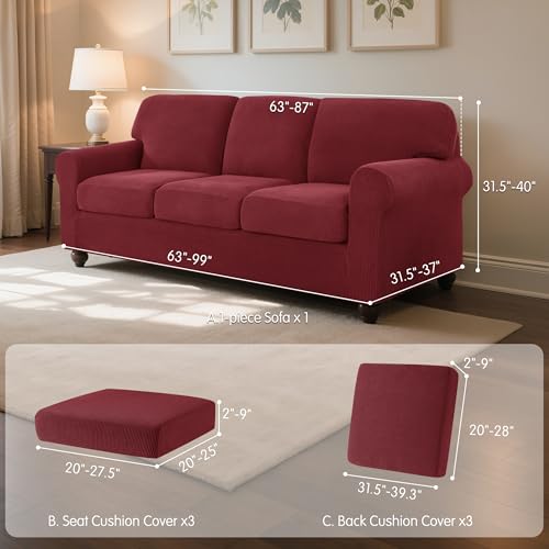 image for SUBRTEX 7 Pieces Stretch Sofa Slipcover Sets Couch Cover Sets Backrest