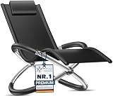 KESSER® Relaxliege Liegestuhl | Gartenliege Sonnenliege | Gartenstuhl | Klappstuhl faltbar | Schwungliege | Schaukelsessel | ergonomische Relaxsessel | wetterfest | 180 kg Belastung, Schwarz