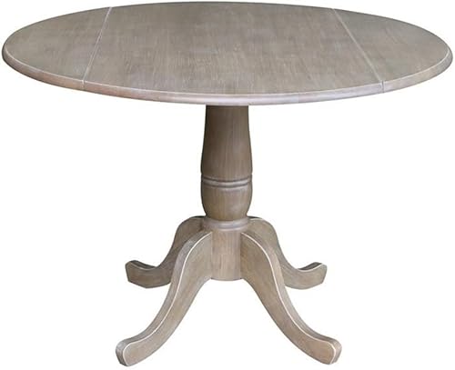 Miniatura 11 de International Concepts - Mesa redonda con pedestal de hojas de doble caída de 42 pulgadas, mesa de comedor de 29.5 pulgadas de alto, color blanco