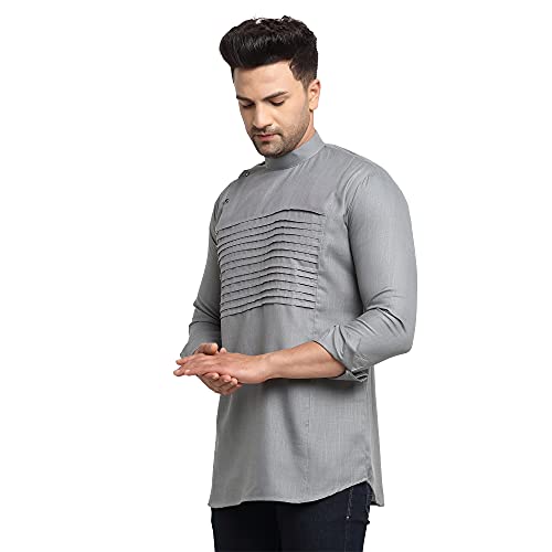 Image of SAIFOO Men's Rich Cotton Blind Short Kurta