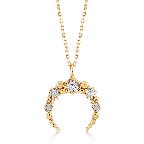 GELIN 14k Solid Gold Crescent Half Moon Necklace for Women