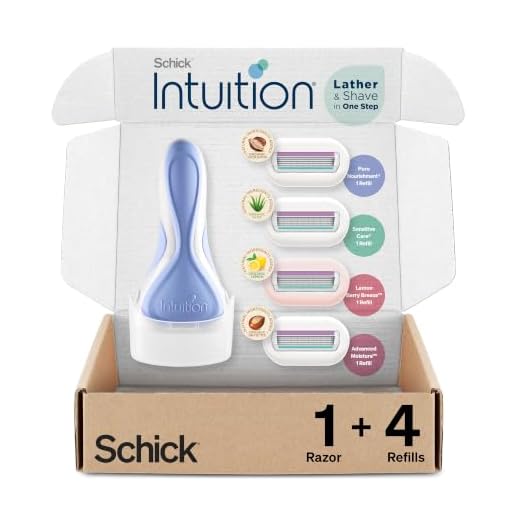 Schick Intuition Razors for Women Variety Pack with 1 Razor Handle & 4 Intuition Razor Blades Refill | Shaving Kit Women, Girls Shaving Kit Beginners, Razor Gift Set for Women, Razor Starter Kit