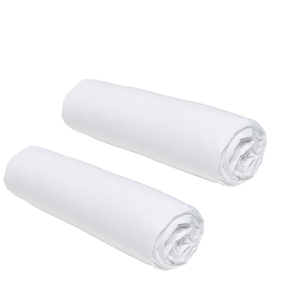 TODAY Essential Set of 2 Fitted Sheets 140 x 190 cm for Double Bed 100% Cotton, Chalk, #, Plein