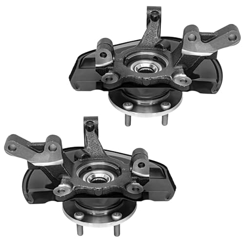 Image of Detroit Axle - Front Steering Knuckles & Wheel Hub Bearings Outer Tie Rod Ends Replacement for Jeep Patriot Compass Dodge Caliber - 4pc Set
