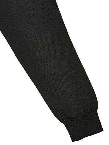 Suéter Masculino com Gola Redonda em Jérsei de Algodão com Detalhes em piquet Caviar, Preto/Branco/P