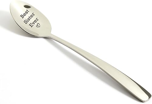 Miniatura 3 de Regalo de la mejor hermana del mundo, cuchara de acero inoxidable grabado, regalo de agradecimiento para hermana, cuchara de café, cuchara de té,