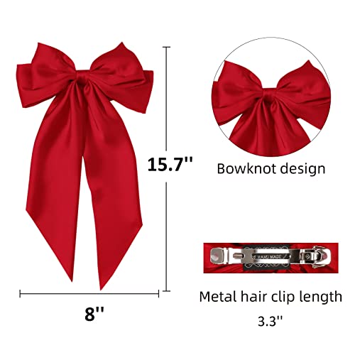 Hair Bows for Women Girls 8 PCS Hair Ribbon Bow Hair Clips with Long Tails Vintage Hair Accessories for Women - Image 7