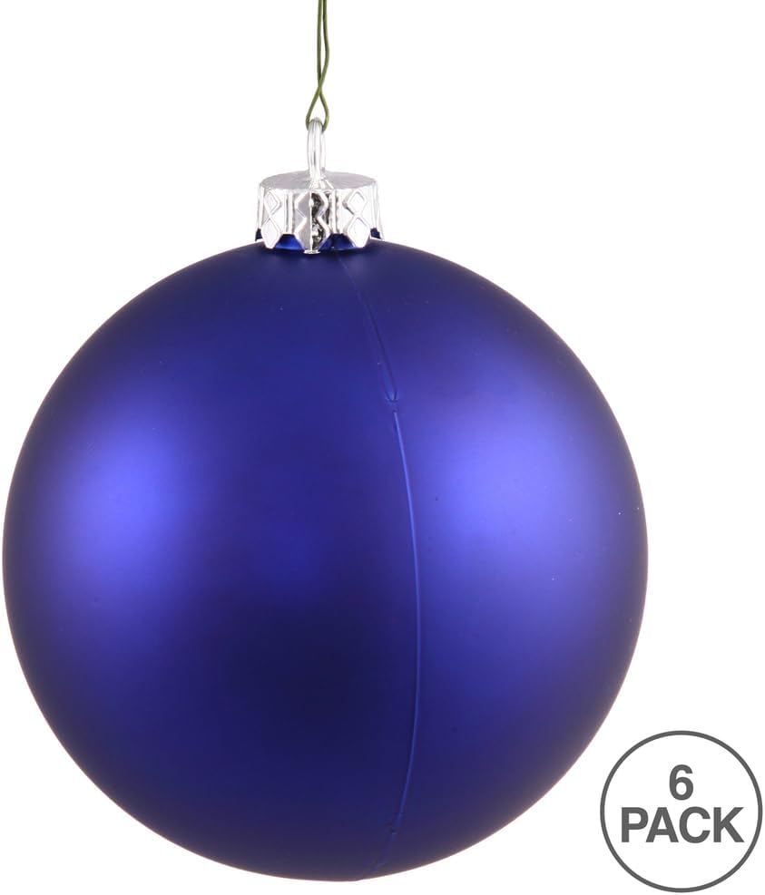 Vickerman 4" Cobalt Matte Ball Ornament, 6 per Bag