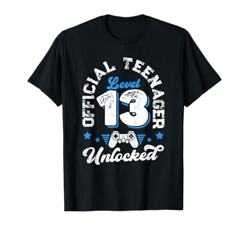 Official Teenager Level 13 Unlocked 13Th Birthday Gamer Boys Camiseta