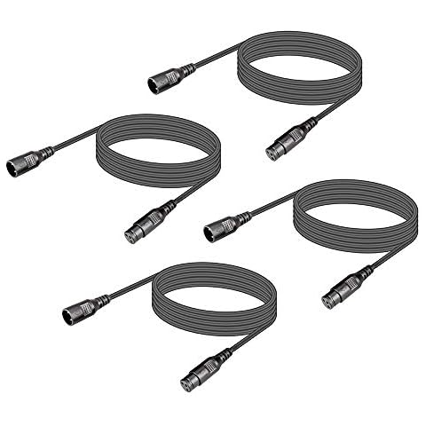 (Pack of 4) 3-Pin DMX Signal Connection Cable Wire 3m /10ft with Cannon XLR Male and Female Plugs for DMX Signal Stage Light for All Moving Head Light LED Par Light Cover