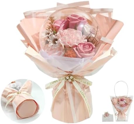 Soap Flowers Bouquet, Artificial Flowers in Gift Box with Gift Ba...