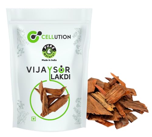 Image of CELLUTION Raw Vijaysar Wood - 200gm Vijaysaar Ki Lakdi, Indian Kino, Pterocarpus Marsupium Bark Chaal (200 Grams)