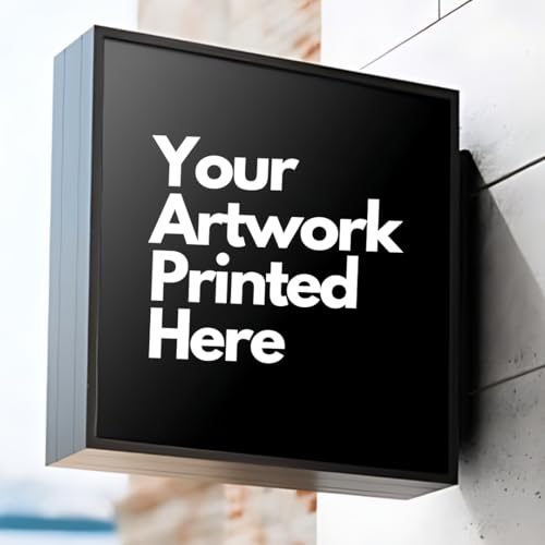 Letrero de caja de luz LED de doble cara, 60 x 60 cm, cuadrado afilado, impermeable, para exteriores, para colgar en la pared, alta visibilidad, logotipo personalizable para tiendas, cafeterías y