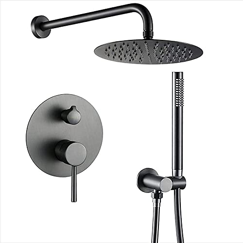 Mélangeur de douche gris 12 pouces avec pommeau effet pluie rond - 2