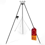 CookKing Schwenkgrill Dreibein aus Stahl mit Kettenset | Schwarz | Klappbar & Handmade in Europe | Für Feuerschale oder offene Feuerstelle | Höhe 180 cm | Zubehör separat erhältlich