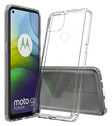 Image of Transparent Soft Silicone TPU Flexible Back Cover Compatible with Motorola Moto G9 Power with Screen Guard