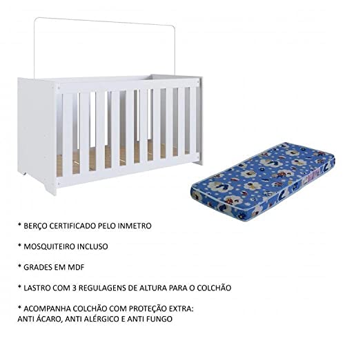 Conjunto para Quarto de Bebê com Berço 3 em 1, Cômoda e Guarda Roupas Completa Móveis Nogal Manchest
