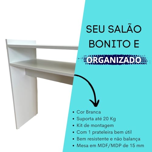 HKVBOX - Mesa de Manicure em L - 1.00m x 30cm x 77cm - Branca - Estudo e Trabalho