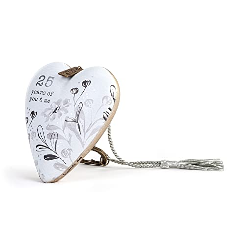 DEMDACO 25 Years of You and Me White 3.5 x 3.5 Resin Stone Art Heart Token by DEMDACO - Image 2