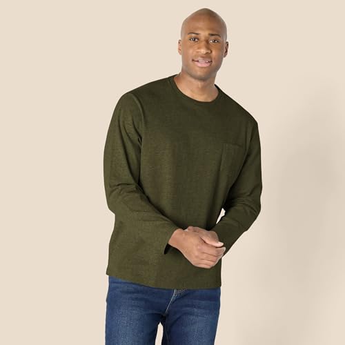 Amazon Essentials Men's Regular-Fit Crewneck Long-Sleeve T-Shirt, Casual Cotton Jersey, Olive Heather, X-Large by Amazon Essentials - Used condition - Image 7