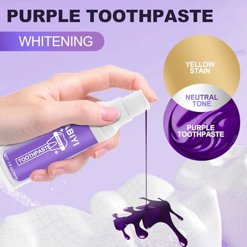 Purple Teeth Whitening Toothpaste, Whitening Zahnpasta, Zahnfleckenentfernung, Lila Zahnpasta für Zahnaufhellung,Eine Schonende Pflege Des Zahnfleisches