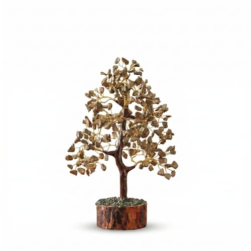 Image of Pyrite Money Tree for Wealth & Prosperity | Natural Pyrite Crystal Tree | Feng Shui Vastu Good Luck Tree | Home & Office Decor | 300 Beads | 10-12 Inch