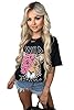 Women Wild Tiger Print Short Sleeve Oversized Summer Baggy Fashion T Shirts Plus Size Tops for Ladies Tiger Print Black 18 #1