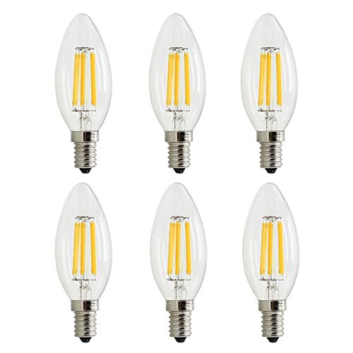 Maxbayou 6 Packs, LED Light E14 2W 20W Equivalent Filament Candle Bulb Warm White 2700K Chandelier Pendants Lamp
