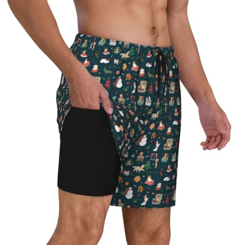 Short de bain respirant et léger à imprimé Père Noël