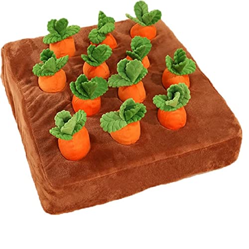 KOMUNJ Intelligenzspielzeug für Hund Interaktives Spielzeug Plüsch Karotte Schnüffelteppich Kau Und Kinderspielzeug Schnüffeltraining Stressabbau Haustier Puzzle Spiel
