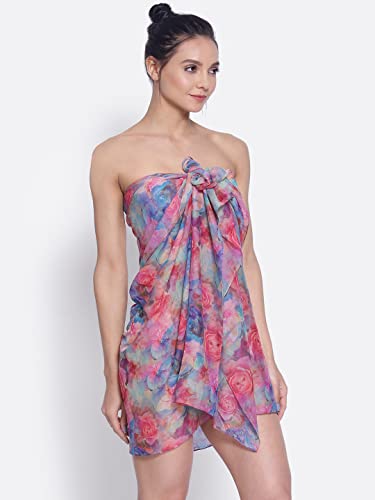 Image of EROTISSCH Women's Poly Georgette One-Piece Swimsuit Cover-Up Sarong, Made of 100% Polyester, Quick-Dry, Lightweight Beachwear for Girls with Adjustable Halter Neck, Suitable for Beach,Resort&Pool