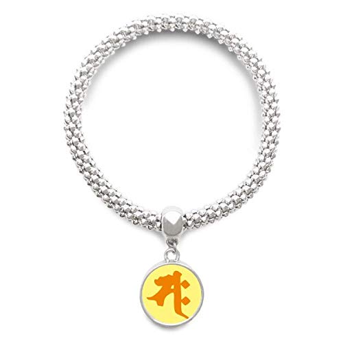 Bracelet bouddhisme sanscrit argenté pour femme avec pendentif rond