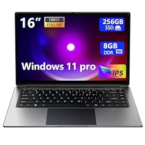 Laptop 16-inch 8GB DDR 256GB SSD Portable Laptop,Expandable to 1TB Pentium Quad-core CPU up to2.64 GHz 9000mAh Battery Mini HDMI Interface USB3.0 Interface Dual-Band WiFi Webcam Slim laptops