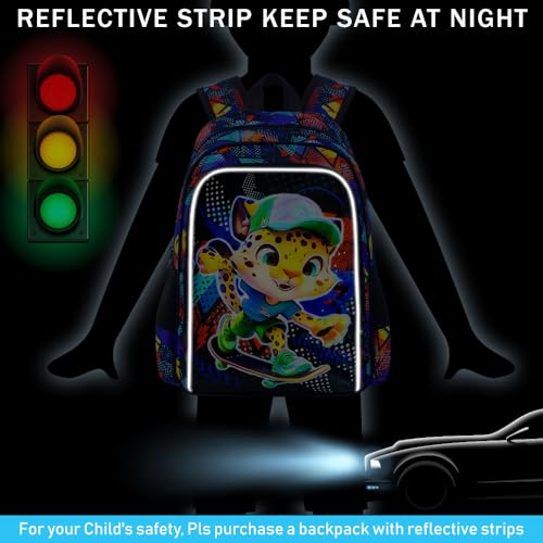 Image of CCJPX 3PCS Kids Backpack for Boys, 16 Inch Panther Water Resistant Preschool Bookbags, Cool Leopard Kindergarten School Backpacks and Lunch Box
