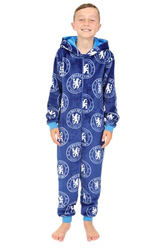 Chelsea Football Club Boys Fleece Sleepsuit Kids All in One (10-11 Years) Blue