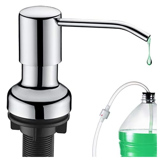 Dish Soap Dispenser for Kitchen Sink, SonTiy Kitchen Hand Soap Dispenser Pump Chrome, Stainless Steel Liquid Soap Dispenser with 47" No-spill Extension Tube+17 OZ Bottle