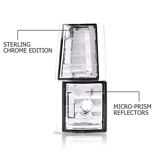 Pit66 Corner Signal Side Marker Lamps, Compatible With 94-99 Chevy C/K 1500 2500 3500 Suburban/95-99 Chevy Tahoe/94 Chevy Full Size Blazer Clear Lens Chrome Housing Clear Reflector #TOP1