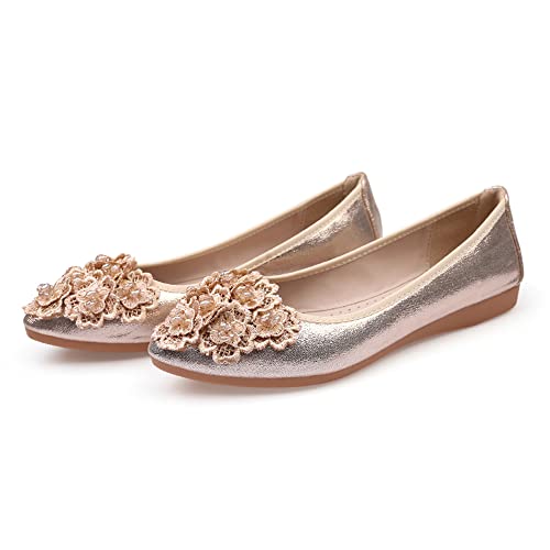 Women's Ballet Flats Foldable Casual Sparkly Rhinestone Wedding